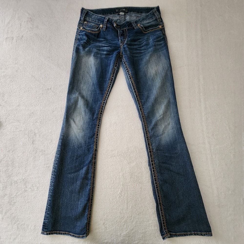 Silver Jeans Tuesday Womens 30 Blue Bootcut W31 L32 Low Rise Thick Stitch